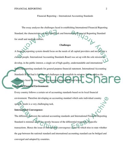 Financial Reporting - International Accounting Standards