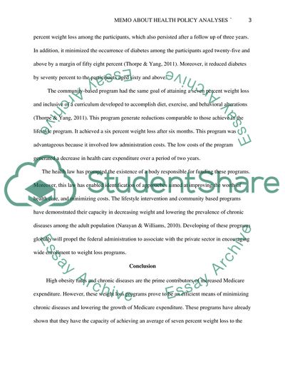 Memo 1 about health policy analyses