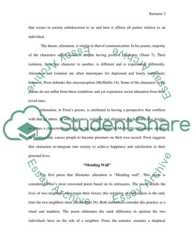 Robert Frost Poems on Human alienation