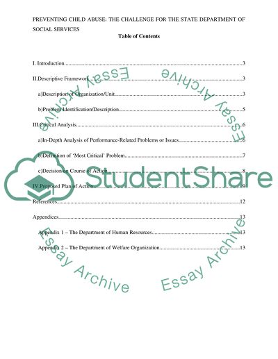 Preventing Child Abuse as Challenge for the State Department of Social Services