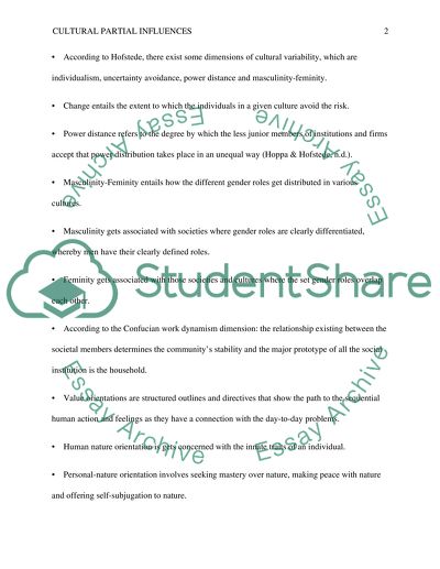 Cultural Partial Influences