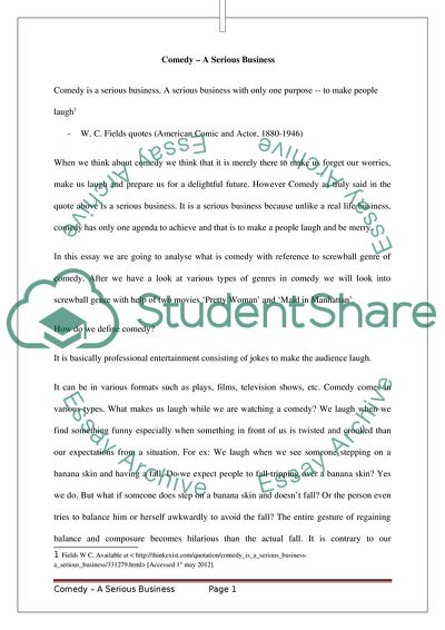 Comedy A Serious Business