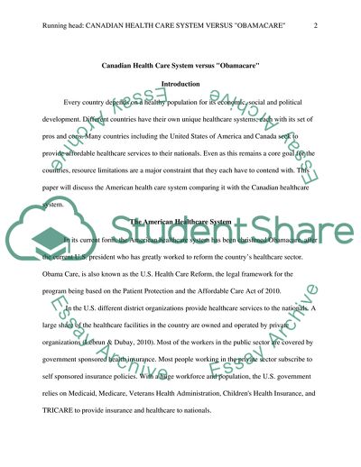 Canadian Health Care System versus Obamacare