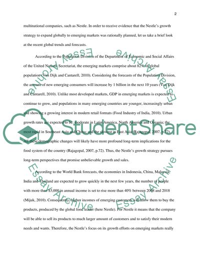 Growth of Nestle on Emerging Markets