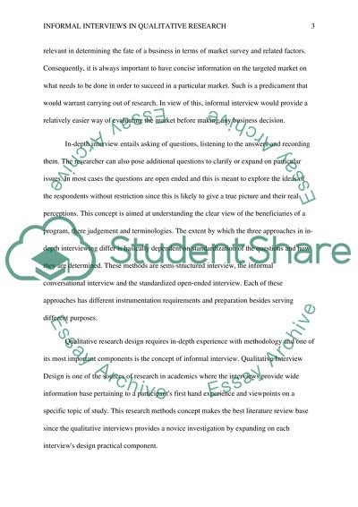 Quantitative Methods of Informal In-Depth Interviewing