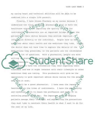 Why I Have Chosen Pharmacy as a Profession