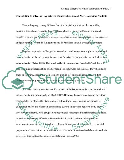 The Solution to Solve The Gap Between Chinese Students and Native American Students