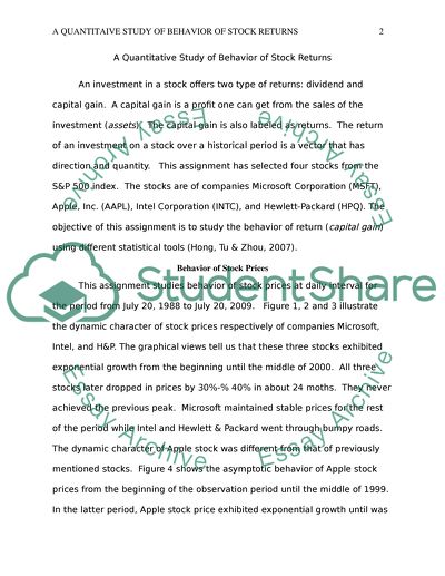 The Return of an Investment on a Stock