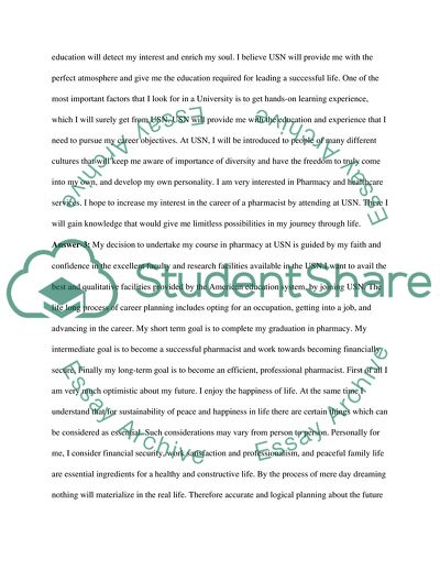 Questions for Application of Pharmacy School