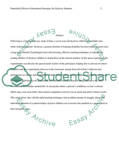 Potentially Effective Educational Strategies for Dyslexic Students