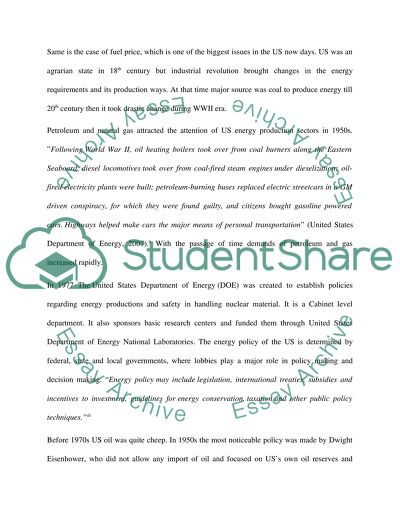 Fuel Prices and the Energy Policy of the USA
