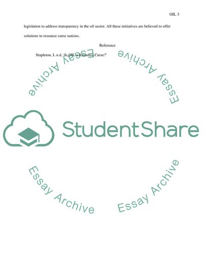 Is OIL a Resource Curse