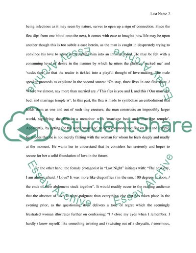 Analysis of the Flea by John Donne and Last Night by Sharon Olds