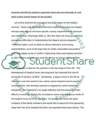 The Effects of Hospice Services in the Community