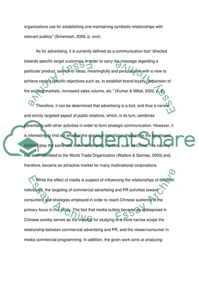 Project Management - Public Relations and Advertising in China