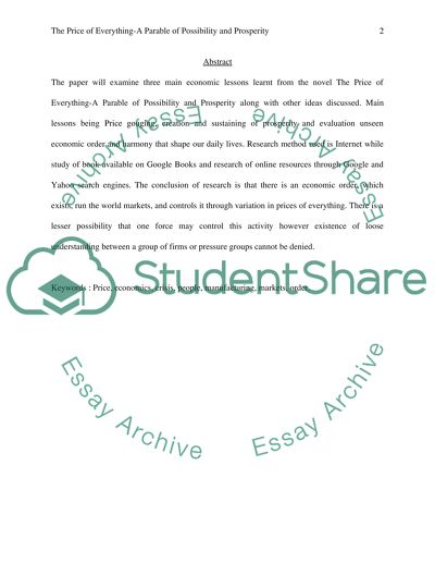 The Price of Everything, Parable of Possibility and Prosperity