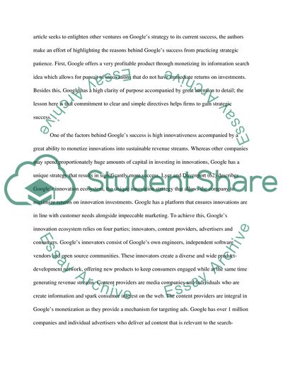 Lyer and Davenports Reverse Engineering: Googles Innovation Machine