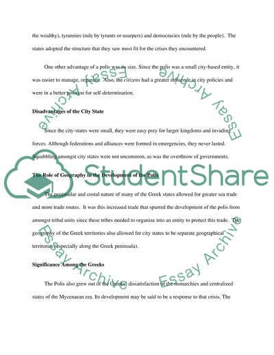 The Role of Geography in the Development of the Polis