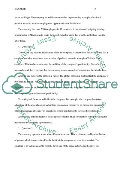 Key Goals of the Takreer Company