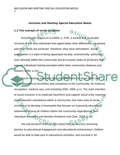 Inclusion and Meeting Special Education Needs