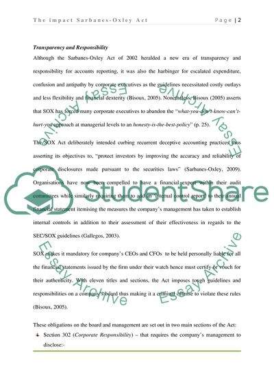 The Impact of Sarbanes-Oxley Act