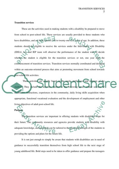 Transition services in special education