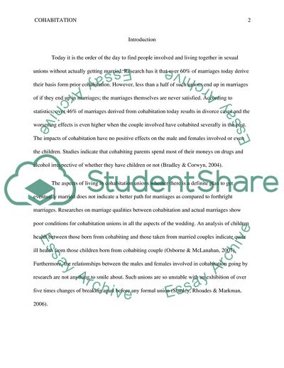 Premarital Cohabitation and the Risk of Divorce