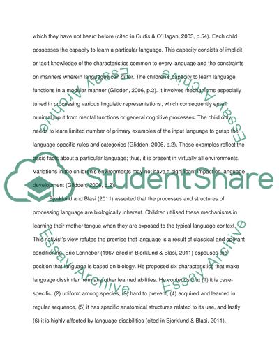Is Language Development an Innately or Environmentally Guided Process