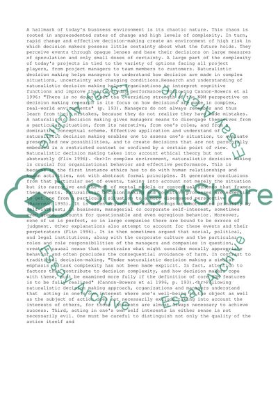 Managerial decision making