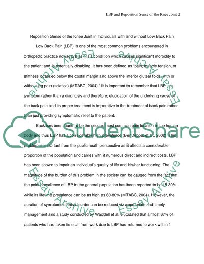 Reposition Sense of the Knee Joint