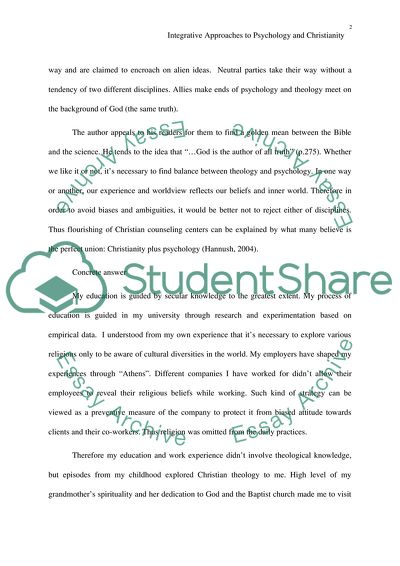 Integrative Approaches to Psychology and Christianity