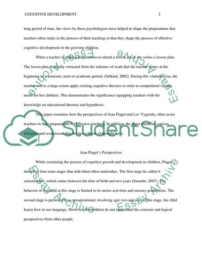 Cognitive Development Perspectives of Jean Piaget and Lev Vygotsky in Teacher Preparations