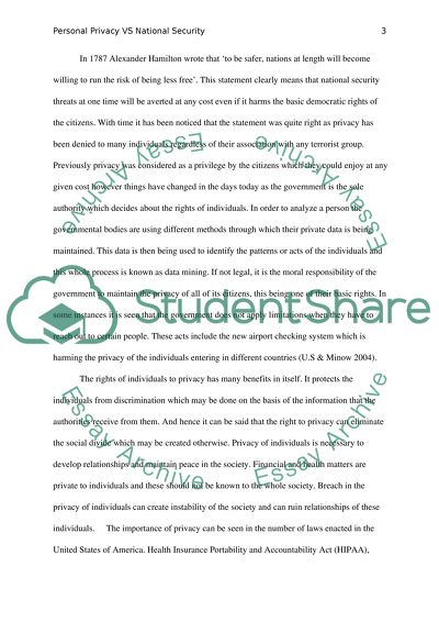 Personal Privacy vs National Security