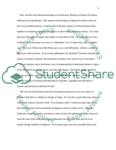 Influence of Organic Evolution in What You Do in Your Professional and Family Life