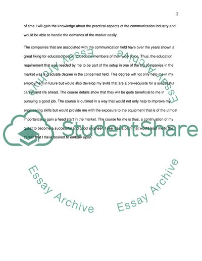 Rationale of Pursuing Communication Engineering