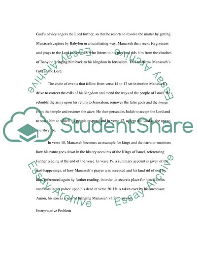 Literary analysis paper on 2 chronicles 33 1-20