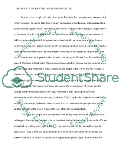 Legalization of Physician-assisted Suicide