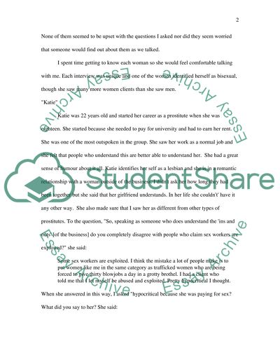 A thematic analysis of 4 interviews with lesbian prostitutes