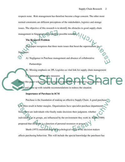 sample research proposal on supply chain management