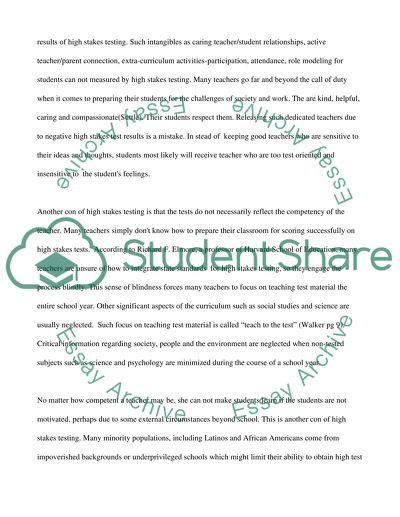 The use of High Stakes Test to Evaluate Teachers