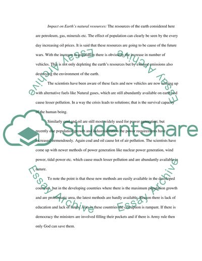 Population Growth and Resources