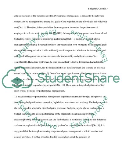 Budgetary Control in the Organization