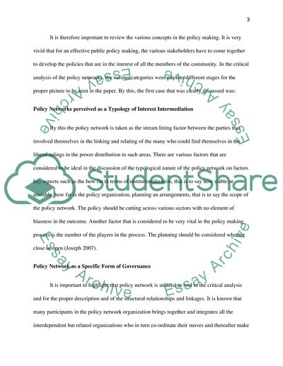 Policy Networks Perceived as a Typology of Interest Intermediation