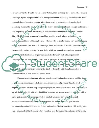 The Story of an Hour authored by Kate Chopin and Frankenstein authored by Mary Shelley compared
