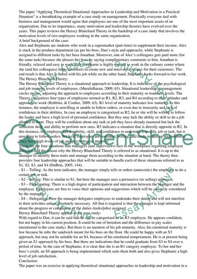 The Hersey Blanchard Theory