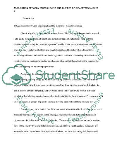 Association between Stress Levels and the Number of Cigarettes Smoked