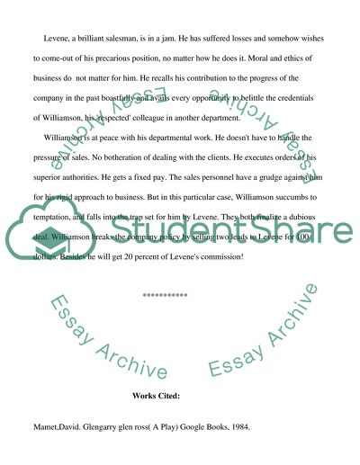 An Analysis of the Dialogue Between Levene and Williamson from Glengarry Glen Ross