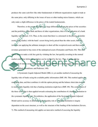 The Measurement of Bank Liquidity Risk