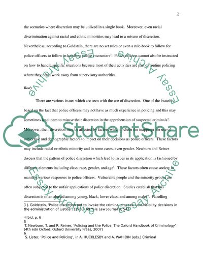 Critically analyse the problems involved in Police use of discretion