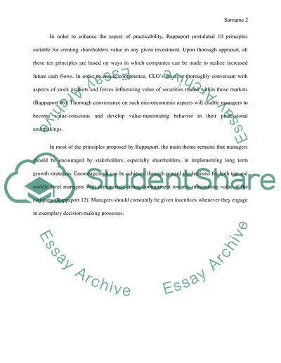 Ten Ways to Create Shareholder Value